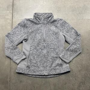 The North Face Jacket Womens Medium Gray Fleece Full Zip Heather Ribbed Panels